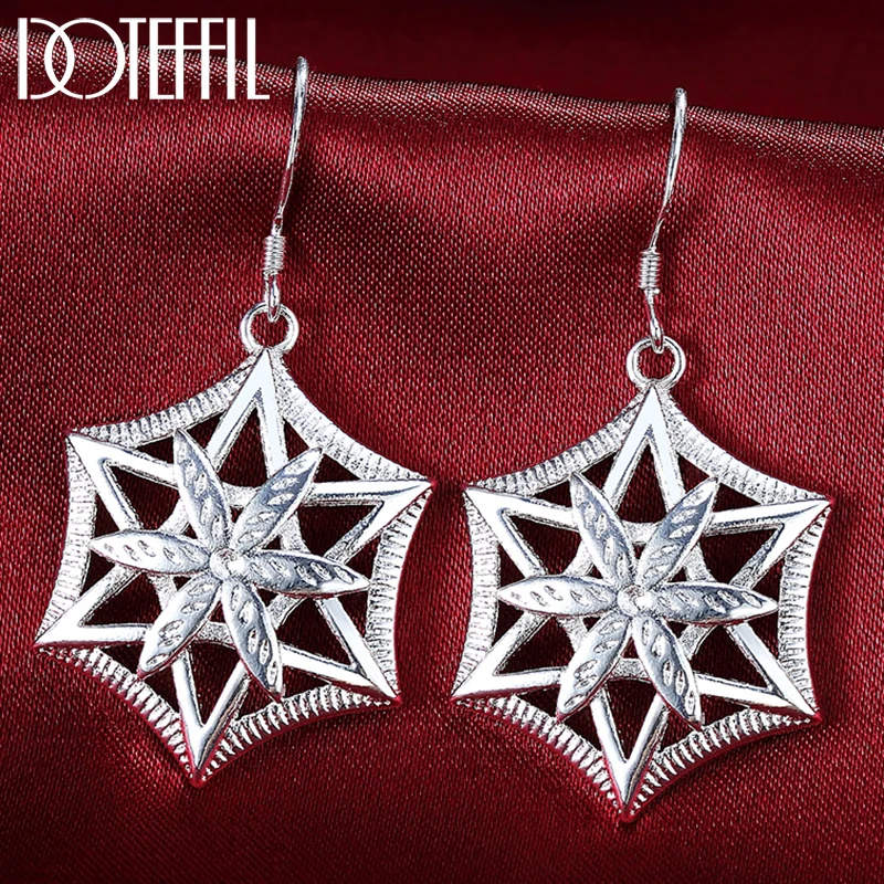

DOTEFFIL 925 Sterling Silver Star Geometric Drop Earring For Women Lady Wedding Engagement Party Fashion Jewelry