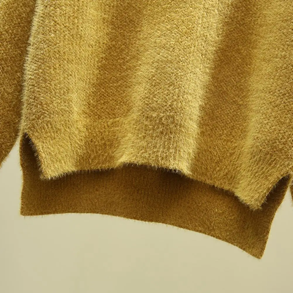 

Women Loose Sweater Thickened Knitting Sweater Women's Turtleneck Pullover with Side Split Hem Cozy Autumn Winter Knit Tops