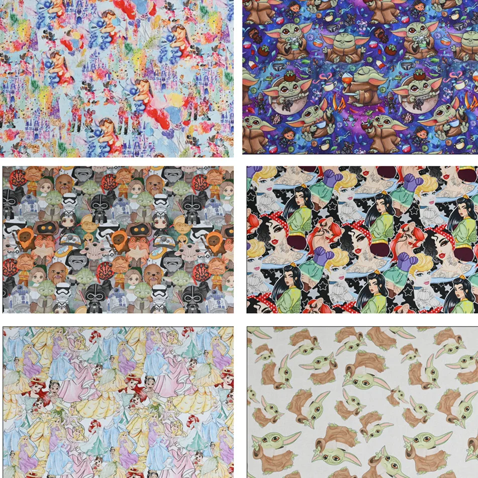 Ширина 110 см персонажи Диснея принцесса Ститч Звездные войны хлопковая ткань для