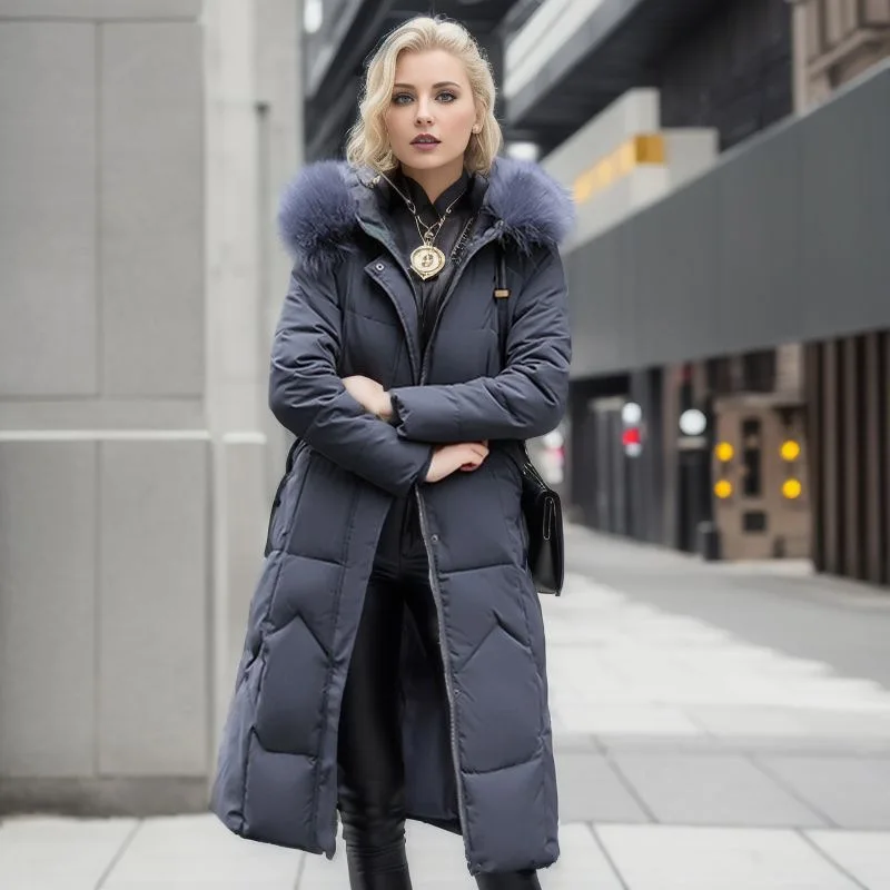 

Casacos De Inverno Feminino 2023 Winter New Fashion Mid Length Slim Fit With Fur Collar Thickened Cotton Coat For Women's Wear