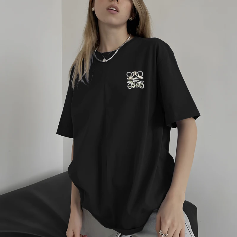 

Cotton Women's Top Fictional Bird Pattern Short Sleeve Men's Personality T-shirt Street Loose Large Breathable Soft Clothing