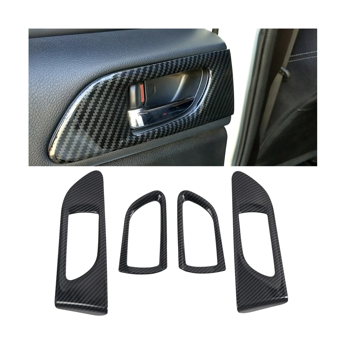 

4 шт. внутренняя дверная ручка из углеродного волокна, крышка чаши, панель, отделка для Subaru WRX / WRX STI 2015-2020, внутренние молдинги