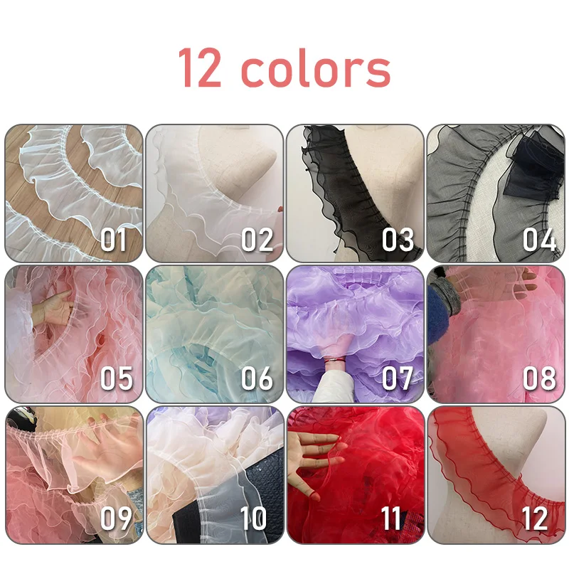 1 Yard Lace Wedding Organza Wavy Edge Gauze Tulle Lace Fabric Trim Ribbon DIY Sewing Doll Clothes Garment Accessories images - 6