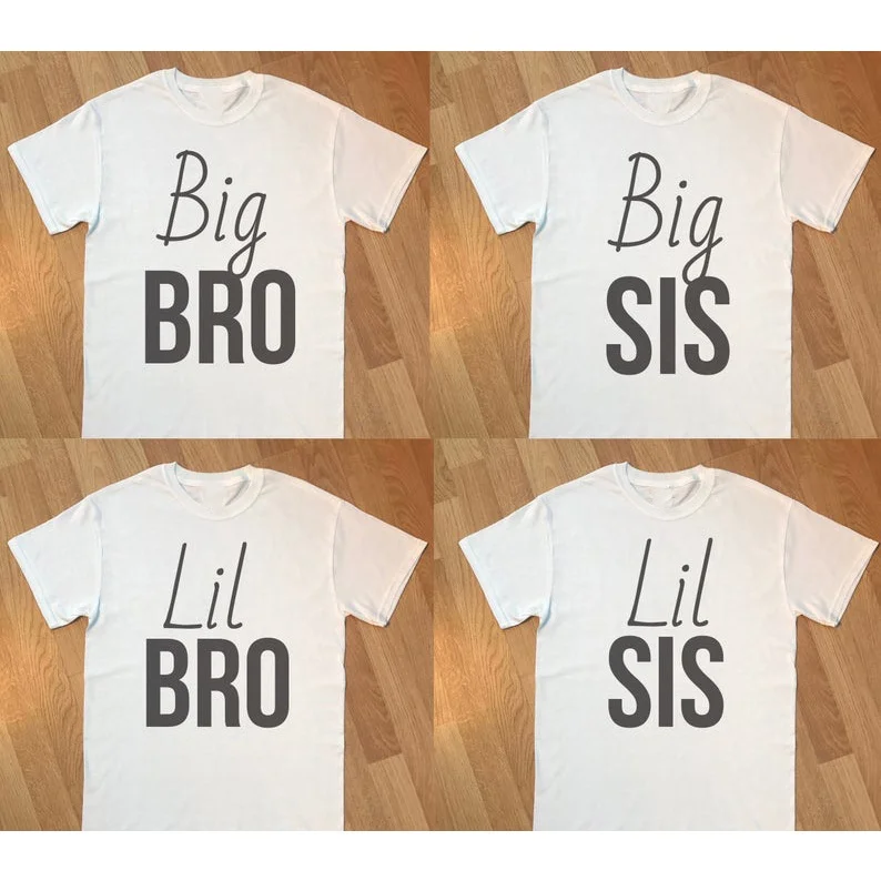 

2022 Big Bro Big Sis Lil Bro Lil Sis Baby T-shirt Kids T-shirts Baby Gift Summer Top Family Matching Brother Sister Tee 3-13Y