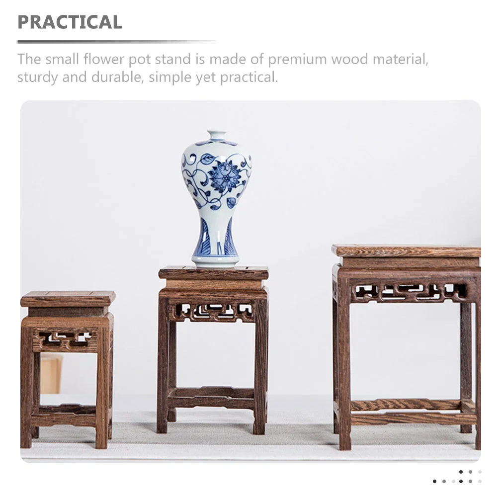 

Stand Holder Pot Display Flower Planter Vase Indoor Rack Shelf Wooden Wood Desktop Flowerpot Storage Oriental Household Ornament
