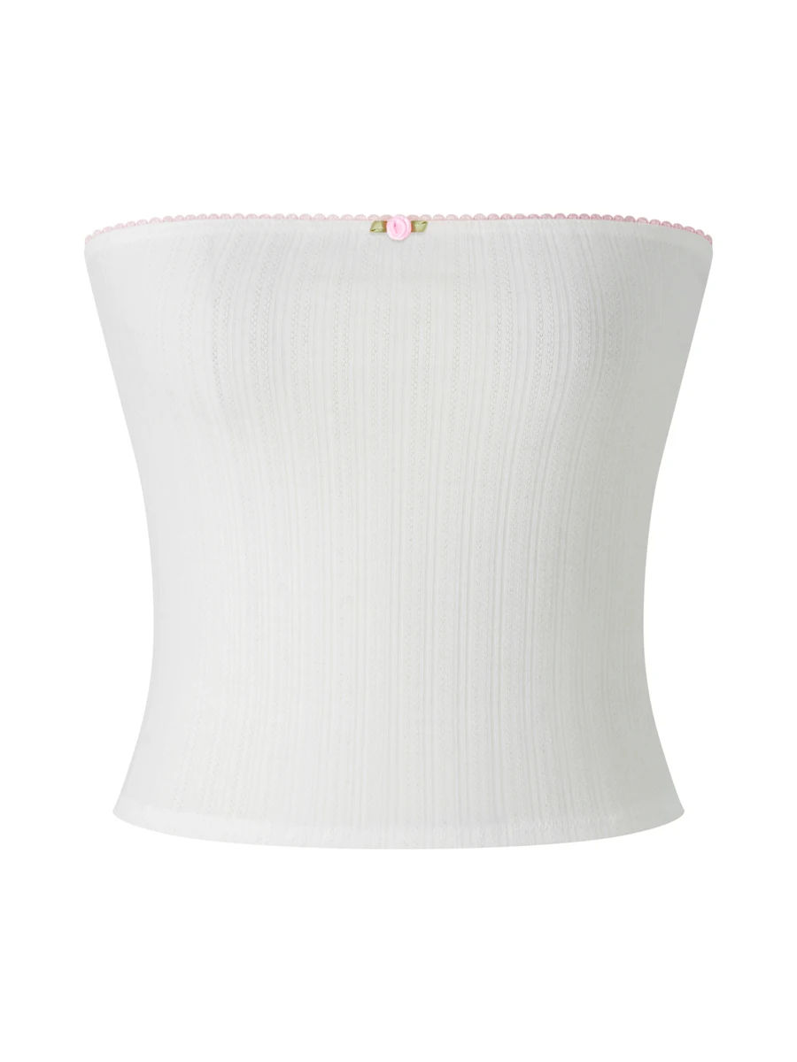 Женский кружевной Топ без бретелек Mxiqqpltky Y2k топ рукавов с цветочной вышивкой и