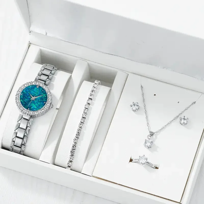 Creative and Exquisite Emerald Small Starry Sky Women's Quartz Watch Necklace Set as a Fashion Gift for Girlfriend