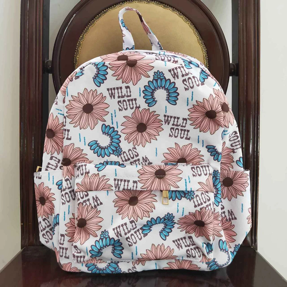 Wholesale Baby Girl Flower Backpack Daypack Toddler Western Floral Kids Outdoor Portable Children Boutique School Bag