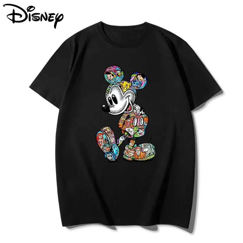 

Mickey Mouse Men T Shirt Disney Aesthetic Graphic Print Short Sleeve Summer Cotton Tee Tops Male Clothes Fashion T-shirts