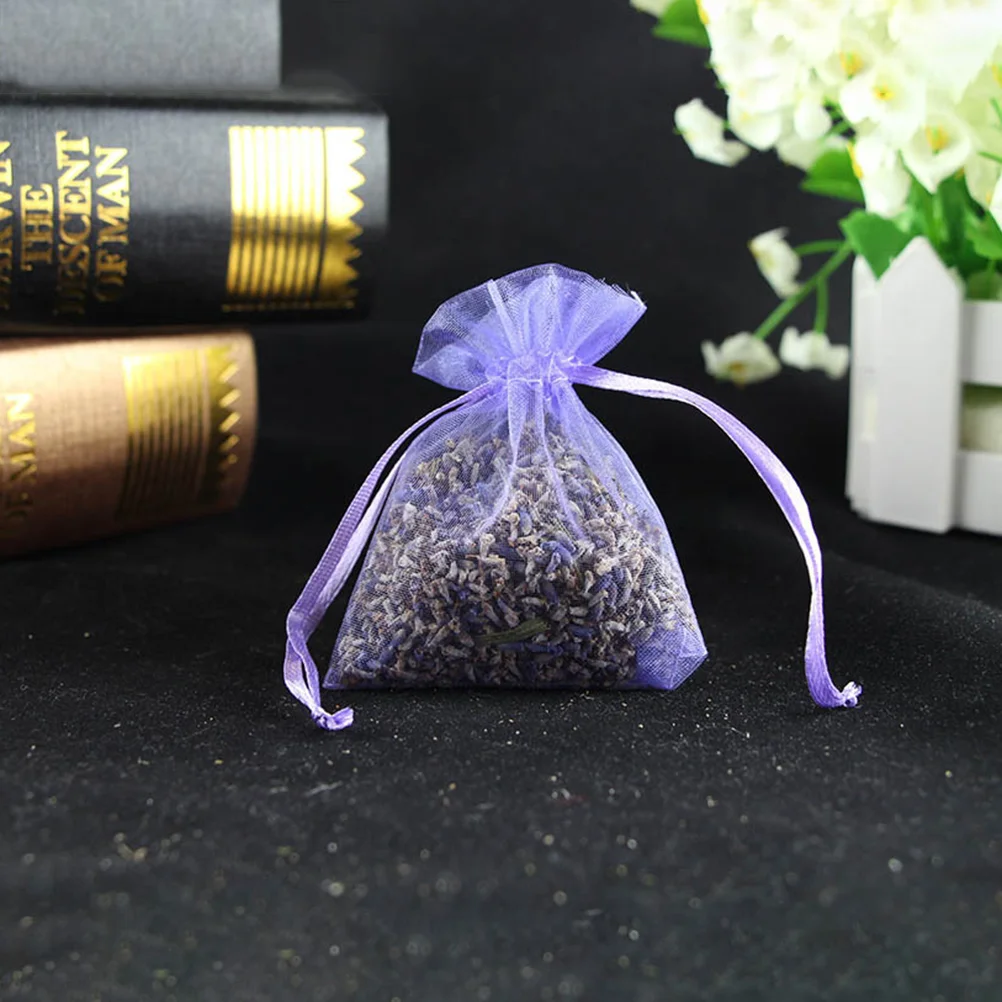 

100pcs Drawstring Organza Mesh Gauze Drawstring Bags Candy Snack Treat Sack Pouches for Wedding Birthday Party Lavender