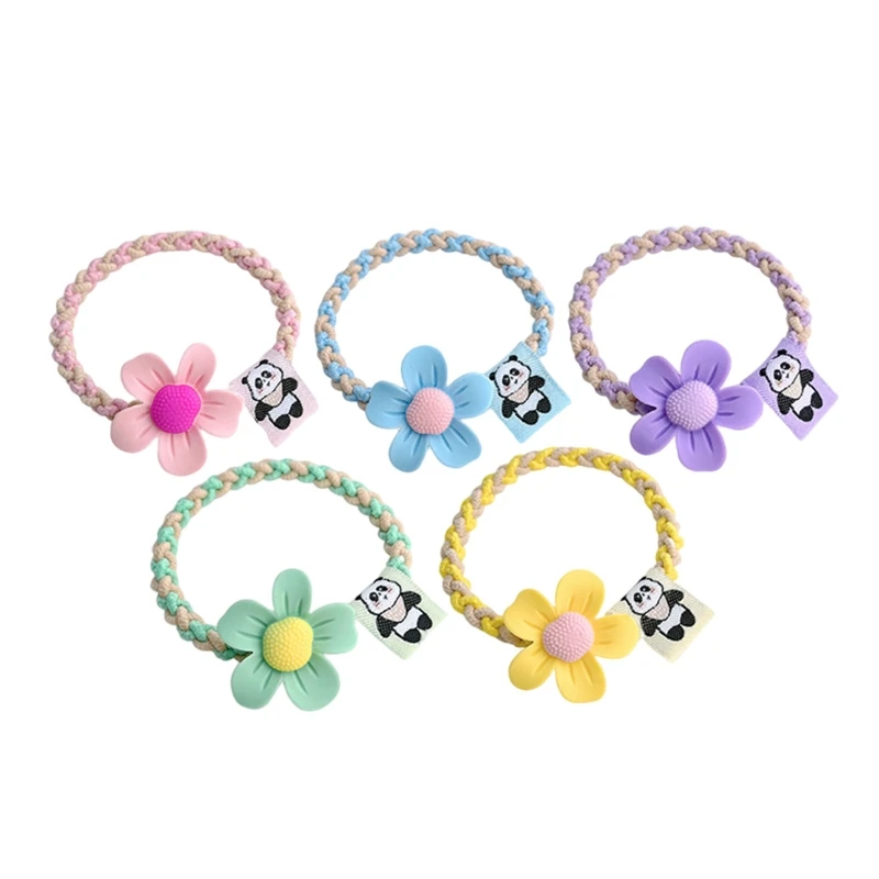 

5 Pieces Cartoon Panda Scrunchies for Hair Panda Shaped Elastic Hair Ropes Dailywear Hair Accessories for Girls