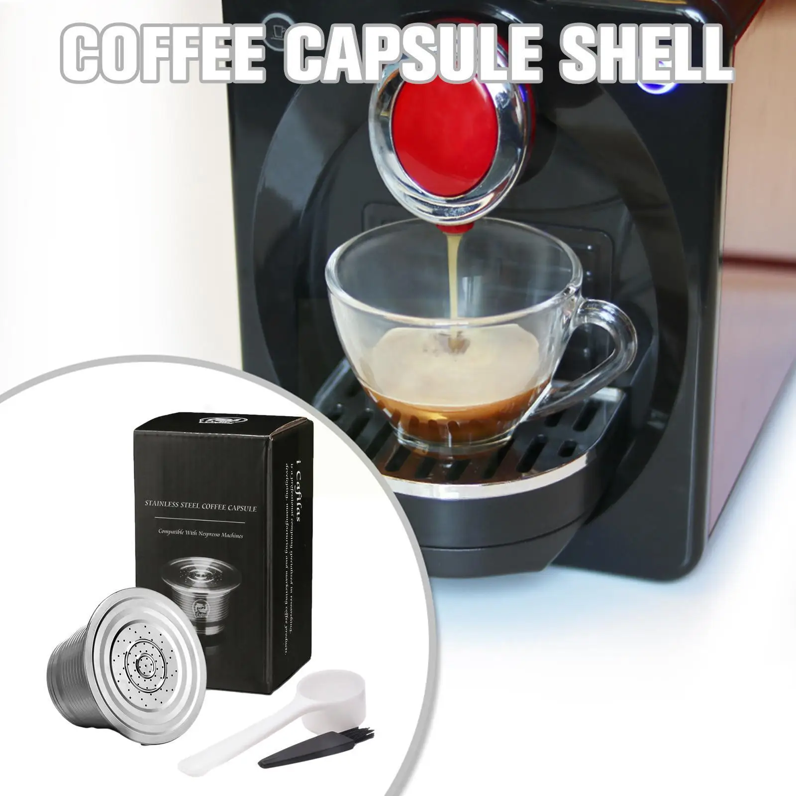 

For Nespresso Steel Refillable Reusable Coffee Capsule Capsule Filter Refill Cups Pods Filter Espresso Pod H3v0