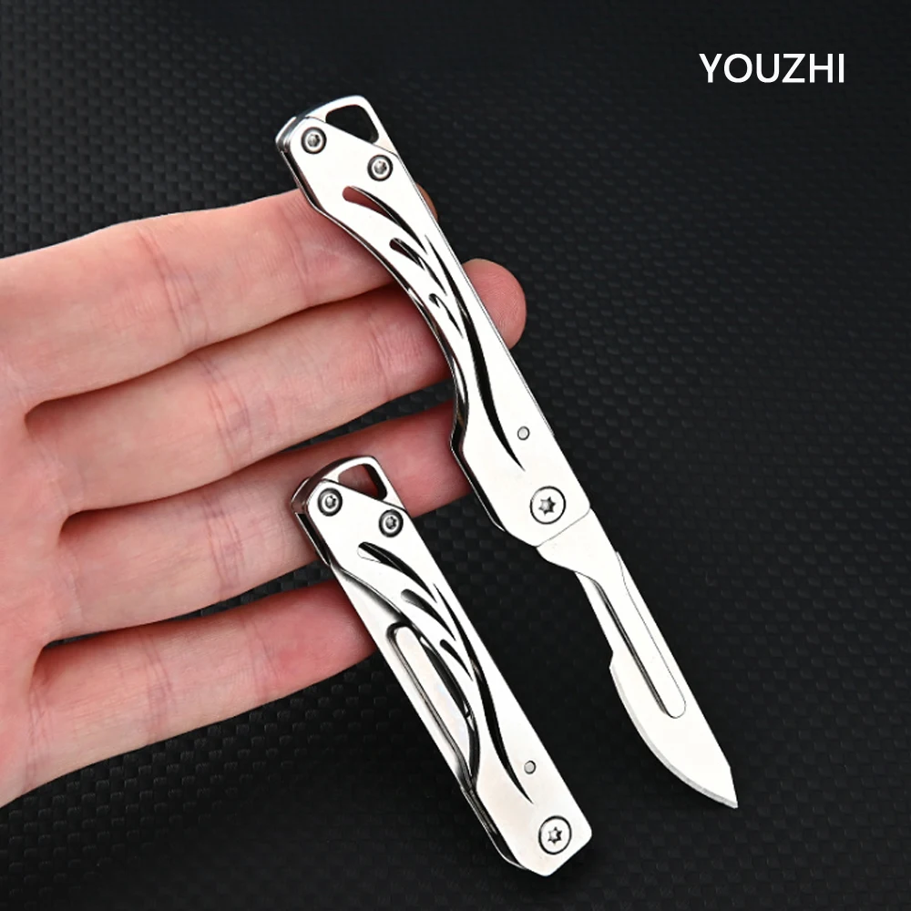 

Stainless Steel Art Knife EDC Folding Knife Portable Key Chain Knife Sharp Scalpel Portable Express Open-box Outdoor Tools