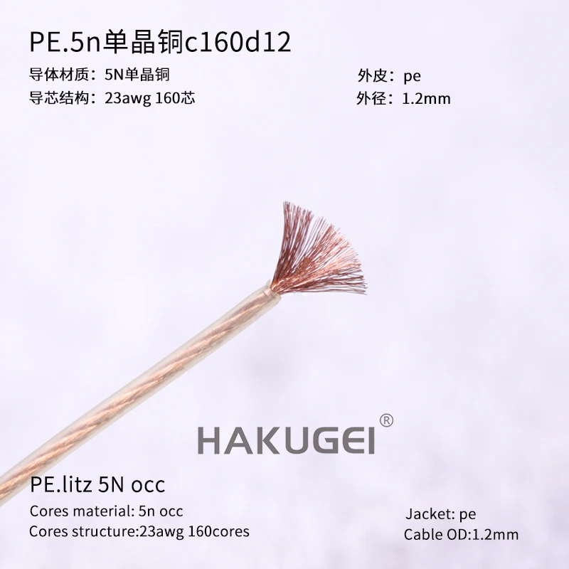 

PU 7N single crystal copper 160 core (single strand conductor 23AWG diameter OD: 1.2mm) 6meters