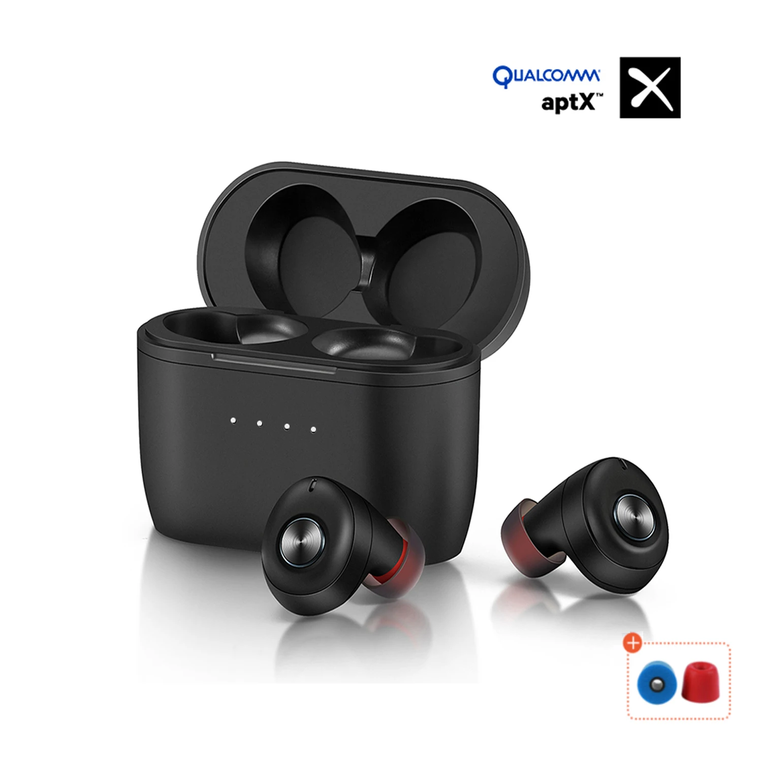 

TWS Bluetooth 5,0 наушники Qualcomm aptX Беспроводные наушники с шумоподавлением и микрофоном, 77 ч воспроизведения с зарядным боксом