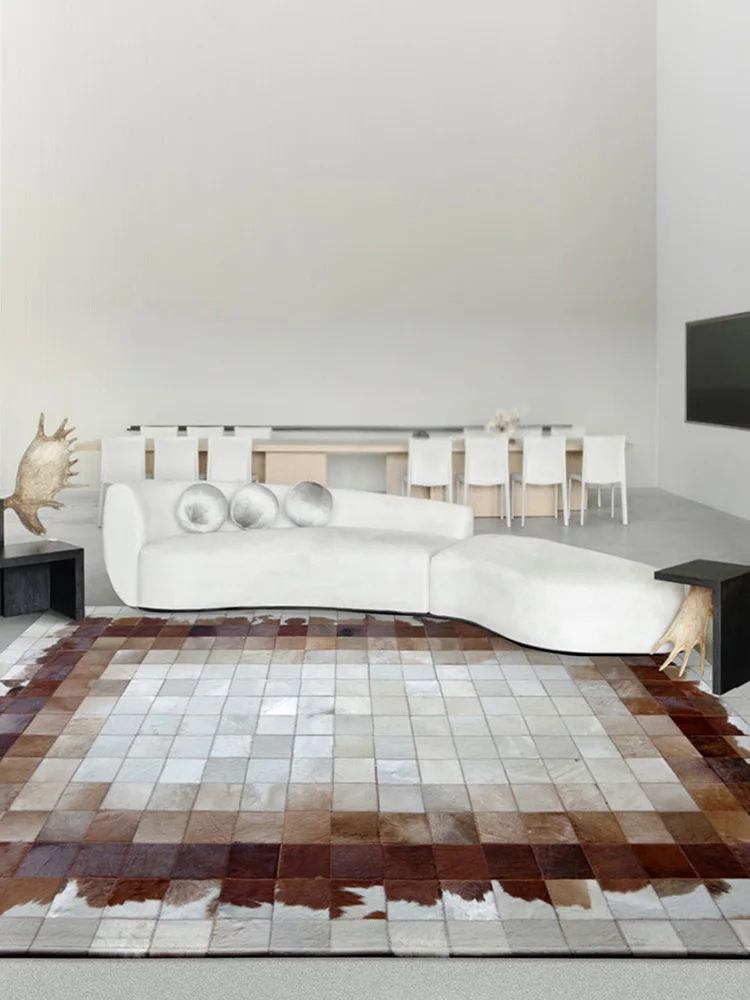 

Brown Geometric Lattice Carpets For Living Room Arch Shaped Nordic American Light Luxury Sofa Rugs Bedroom Bedside Floor Mat