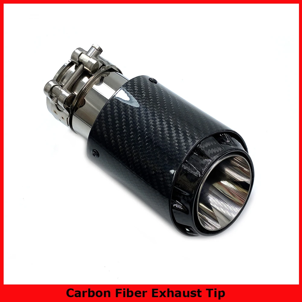 

latest 3 layer Twill Glossy Carbon Car Mufflers Tip Universal stainless Silver Exhaust pipe Muffler nozzle Decoration For AK