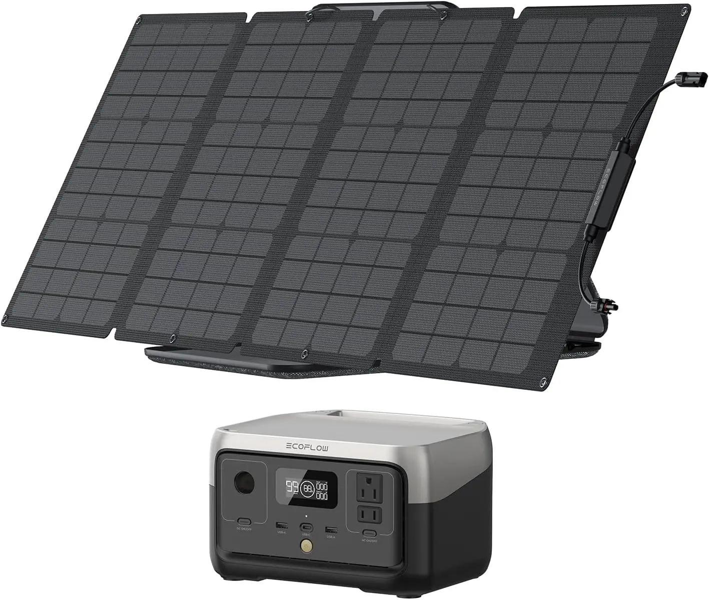 

River 2+110W Solar Panel LiFePO4 Portable Power Station with Foldable Portable Solar Panel