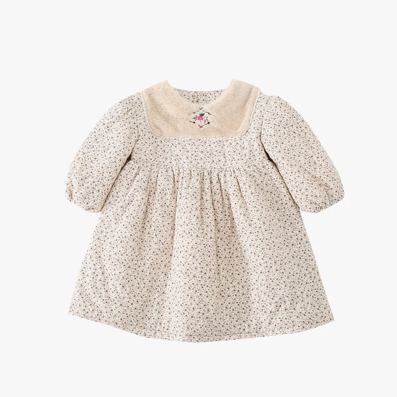 

HoneyCherry Girls Autumn And Winter Floral Cotton Padded Dress Children's Cotton-padded Dress Baby Cotton-padded Jacket