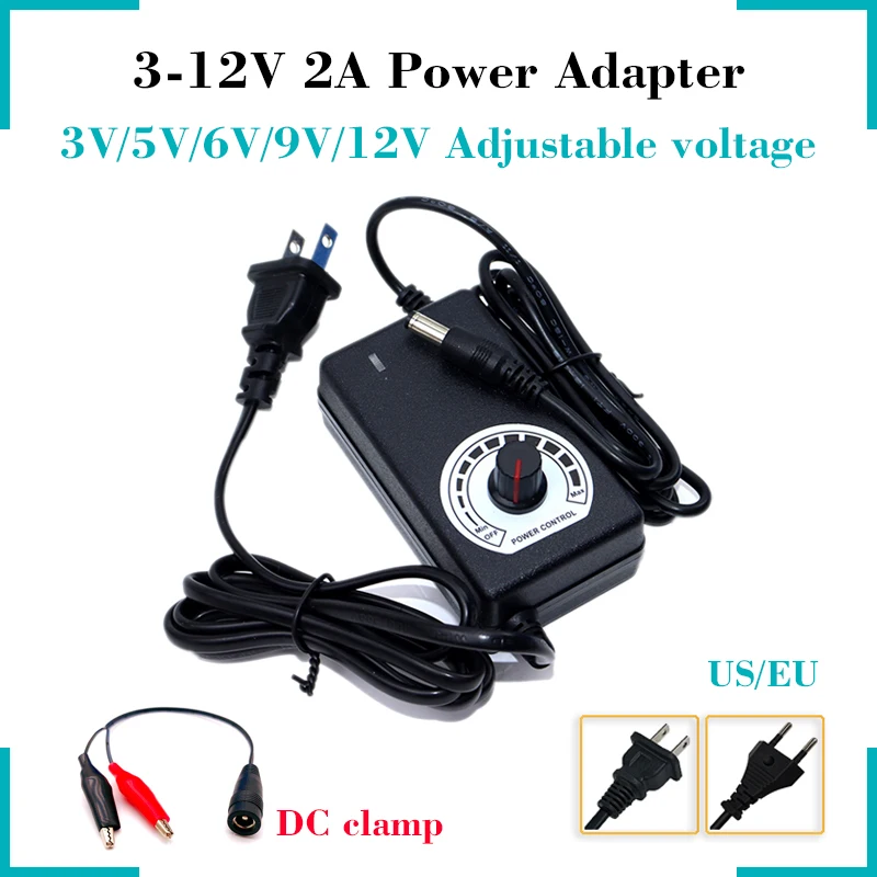 

3V-12V 2A Universal Power Adapter AC 100-240V Power Supply 220V To 12V Volt Adjustable voltage 3V 5V 6V 9V 12V Adapter for CCTV