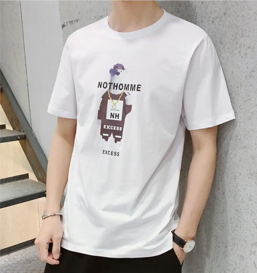 

Мужская хлопковая футболка с коротким рукавом, однотонная Повседневная Приталенная футболка, новинка сезона весна-лето 2019