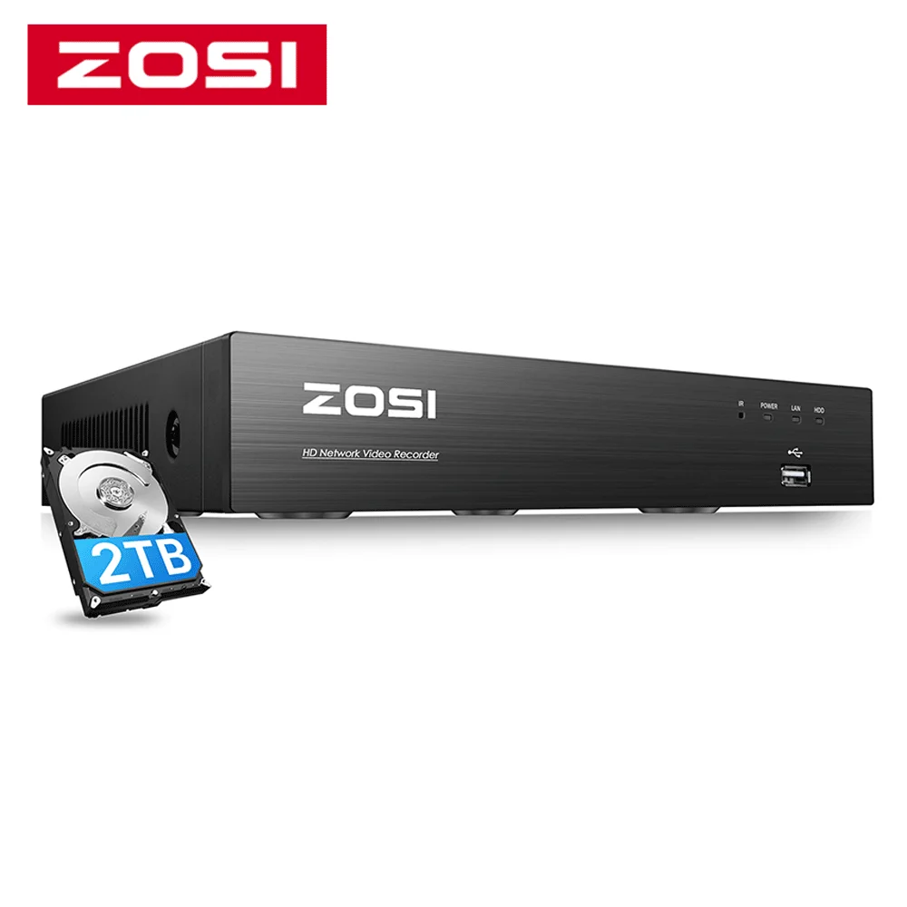 ZOSI 4K HD PoE NVR система 8CH H.265 + видео наблюдения сетевой рекордер для 5MP 8MP IP камер гуманоидное Обнаружение