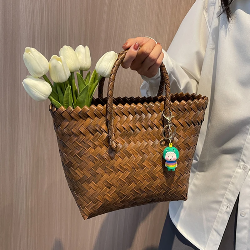 Summer straw bag for women 2023Woven Handmade Handbag Lady Tote Vacation Beach Bag Rattan weave Shoulder Bag travel Shopping bag