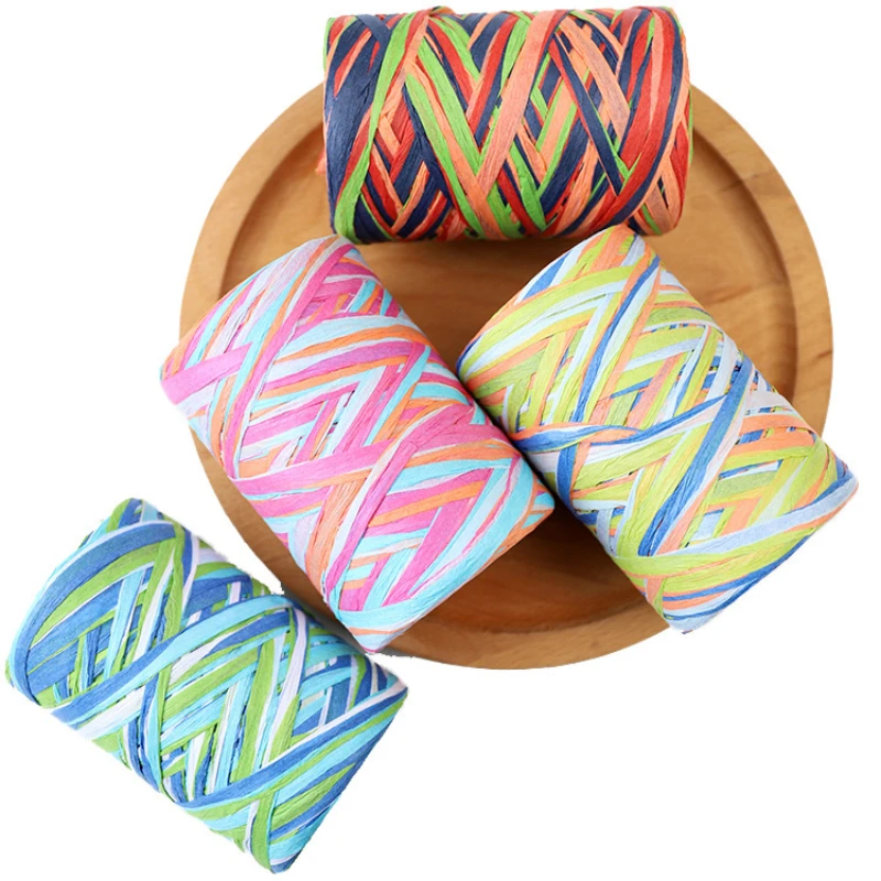 

80Meters Multicolor Raffia Paper Rope Gift Bouquet Packing Rope Wedding Decor Ribbon Creative Handmade Diy Braided Cord