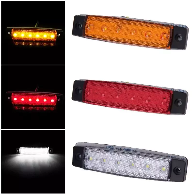 

1Pcs 12-24V 6-LED Truck Trailer Side Marker Light Indicators Light Car Turn Signal Brake Rear Warning Tail Light Warning Lamp