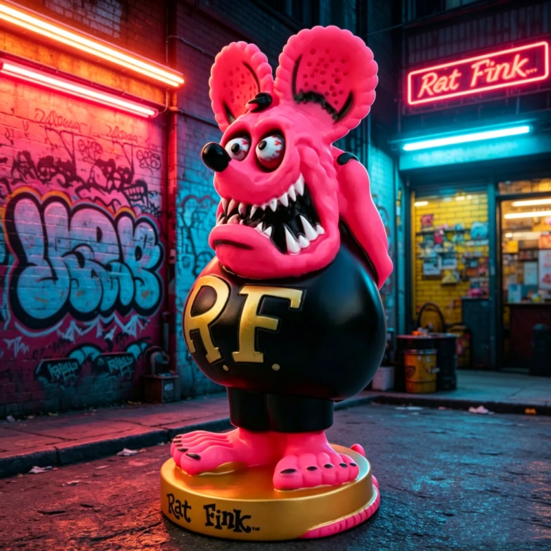 Многоцветная фигурка Rat Fink, культовая фигура в стиле Hot Rod, вдохновленная Эдом Ротом, ретро-украшение для столаавтомобиля, идеальная для коллекции. (art.: 3920daf40ef4f) - 3920daf40ef4f