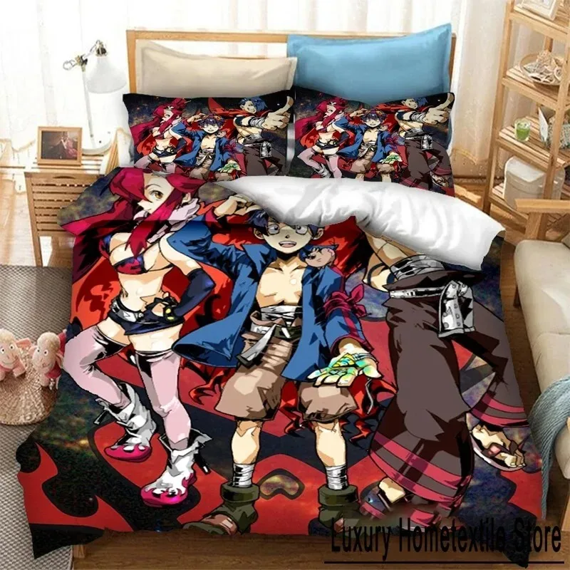 Anime Tengen Toppa Gurren Lagann Kamina Bedding Set Boys Girls Twin Queen Size Duvet Cover Pillowcase Bed Kids Adult