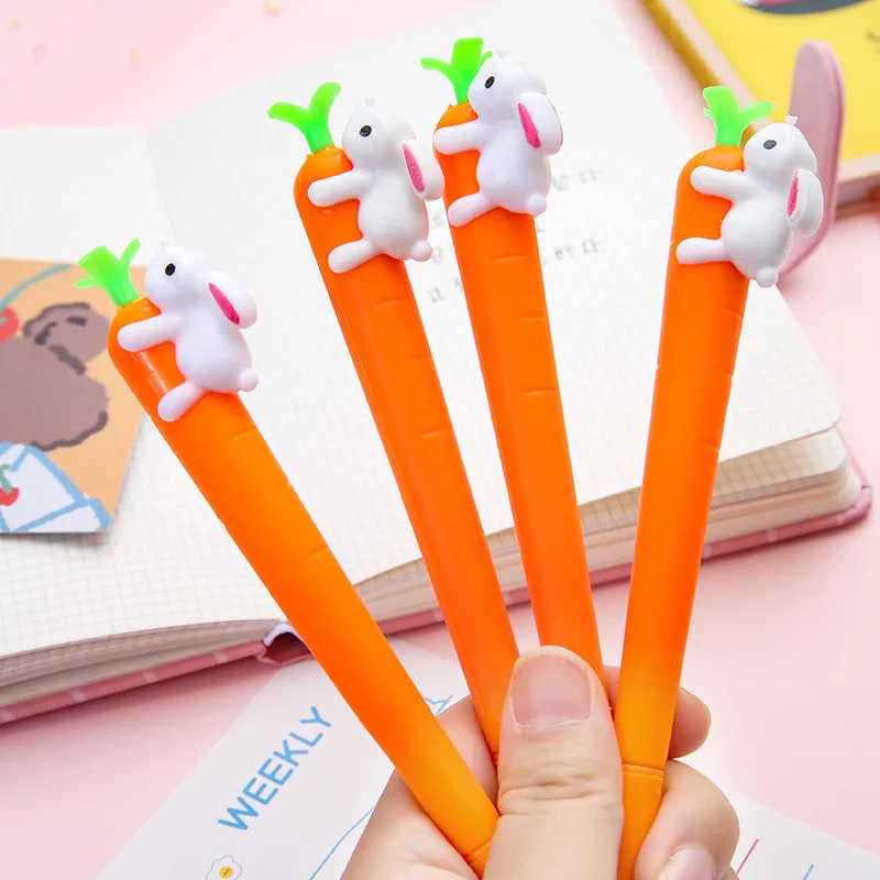 

20Pcs/Lot Cute Rabbit Holding Carrot Gel Pen 0.5mm Black Ink Netural Pens School Kawaii Stationery Office Writing Supplies Gifts