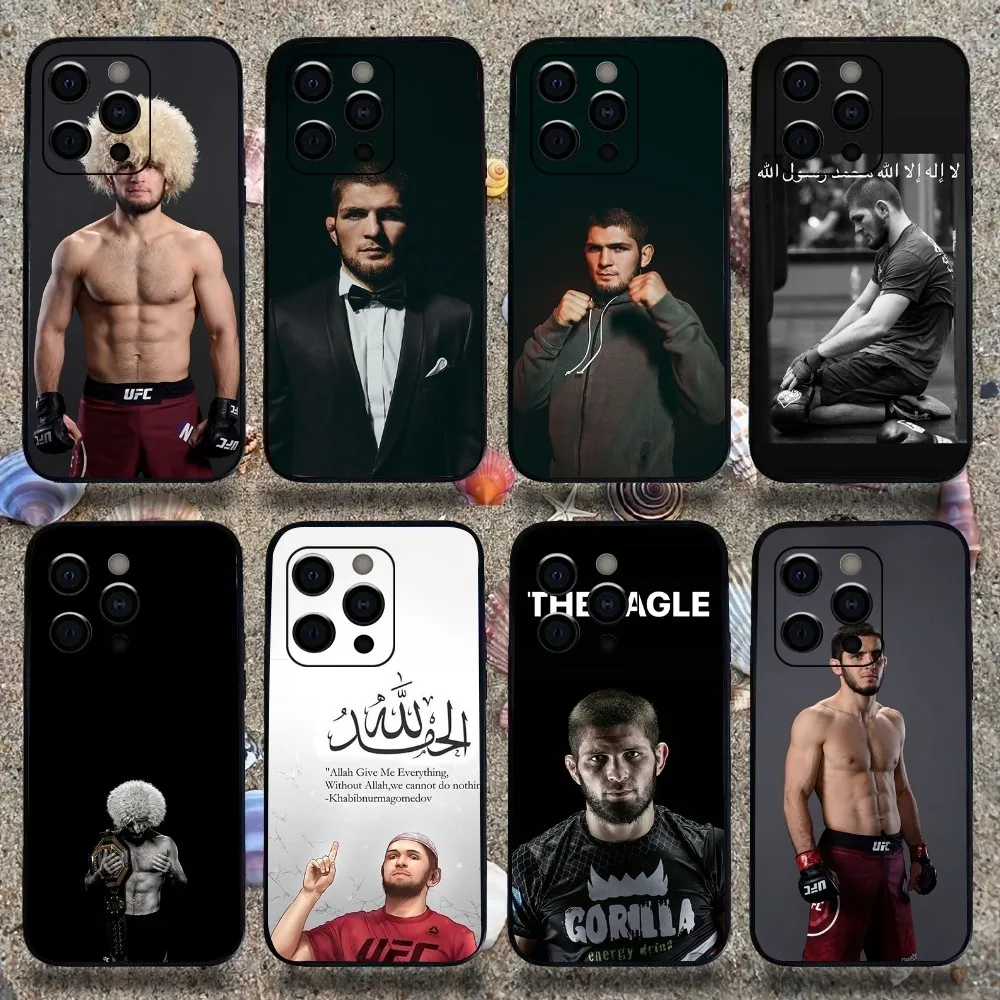 Чехол для телефона I-Islam Makhachev Apple iPhone 15 14 13 12 11 Pro X XS Max XR Plus Mini Soft Black Cover