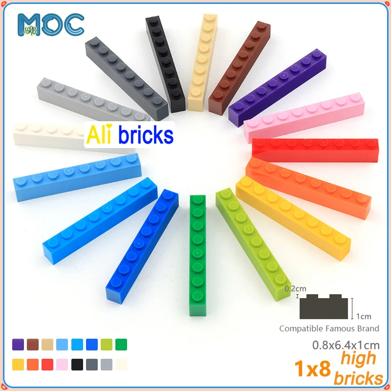 

100pcs DIY Blocks Building Bricks Thick 1X8 Educational Assemblage Construction Toys Children Size Compatible Brands With 3008