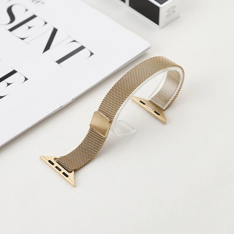 Slim magnetic loop For Apple watch 7 band 41mm 45mm 38mm 42mm stainless steel bracelet iwatch series 3 4 5 6 se 40mm 44mm Strap
