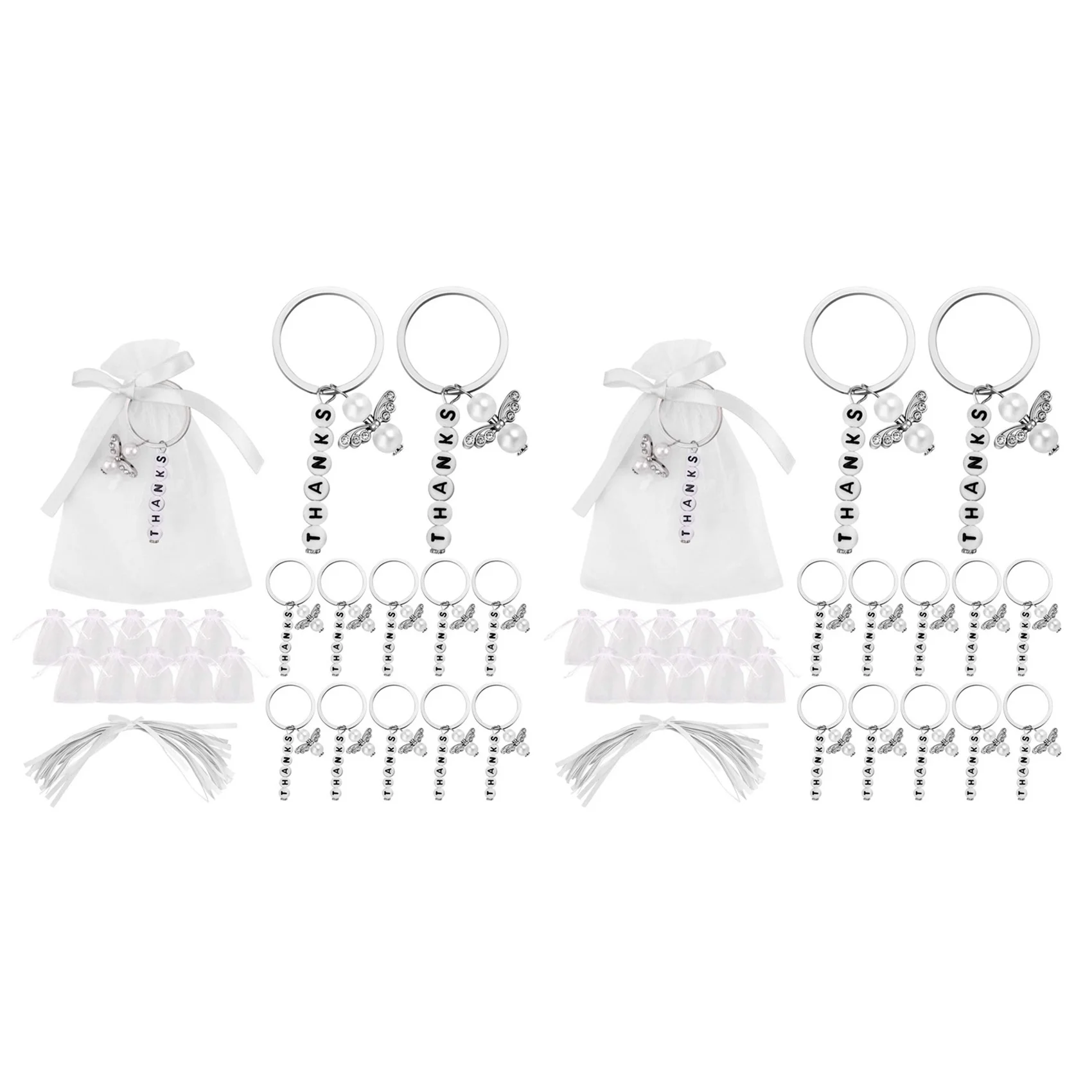 

40 Sets Baptism Party Favors, Wedding Favors Thanks Style Keychain With Drawstring Communion Birthday