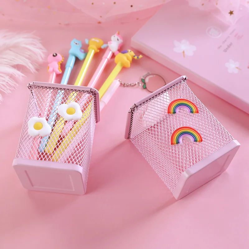 

1 шт. розовый металлический держатель для ручек, офисный Органайзер, квадратная косметика, подставка для карандашей, держатели, канцелярски...