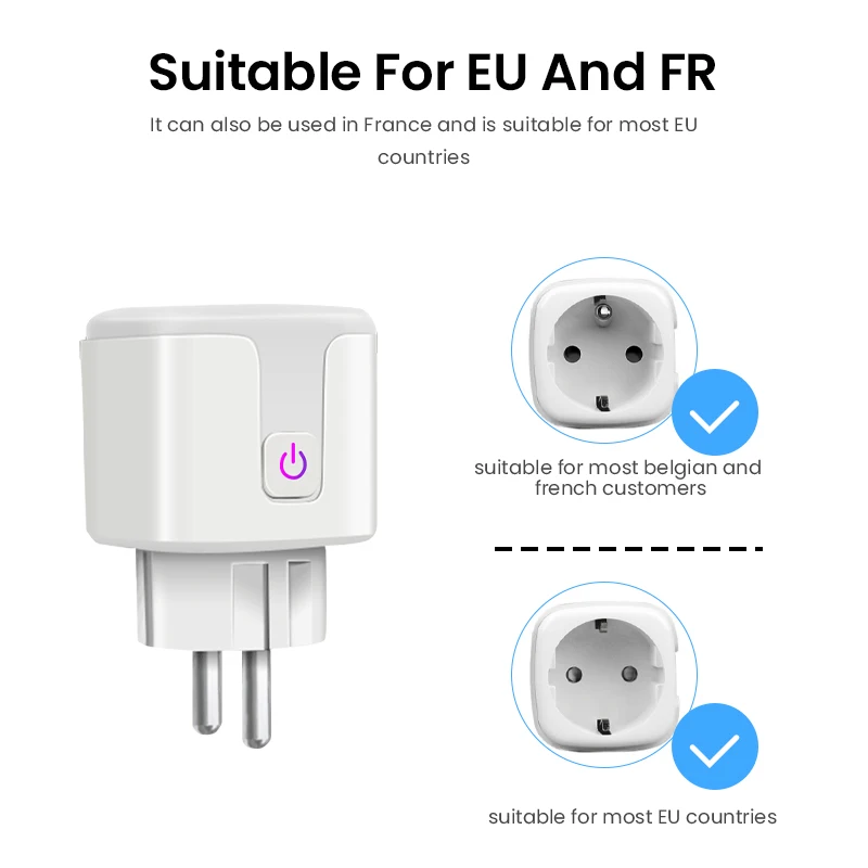 20A Smart Socket WiFi Plug EU Power Monitor Timing Function Tuya Home Outlet Works With Alexa Google Yandex |