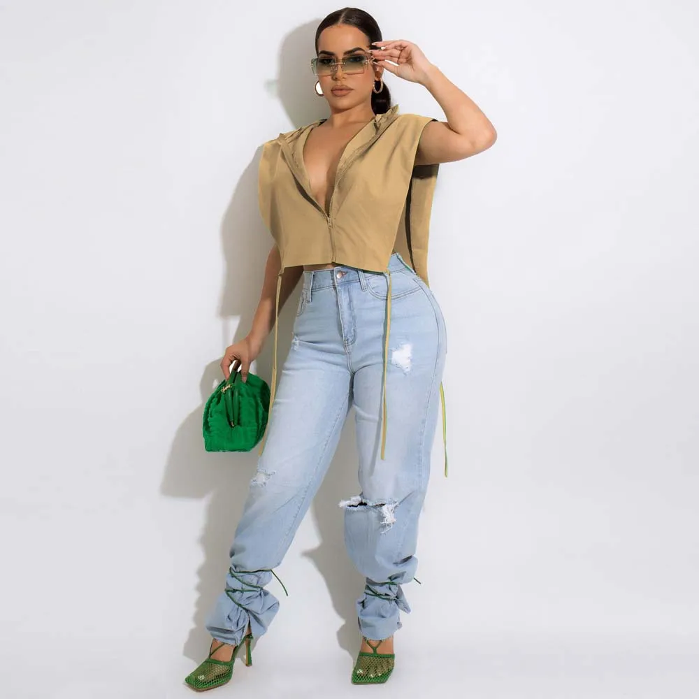 Новая модная однотонная блузка на молнии с отворотом топ коротким рукавом