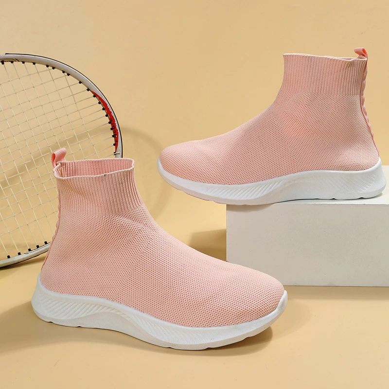 

Sports Sneakers Woman Shoes Spring Summer 2022 Ankle Boots Flats High Trendyol Platform Tennis Galoshes Women's Demi-season Mesh