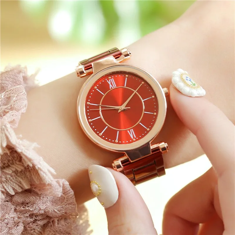Women's Leisure Fashion Rose Gold Steel Belt Folding Buckle Quartz Watch High End Essential Jewelry For Women Horloges Vrouwen