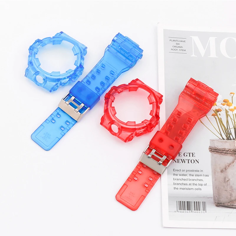 Clear Resin strap case Men's watch Accessories For Casio G-Shock GA700 710 735 Strap Outdoor sports waterproof watch band Buckle