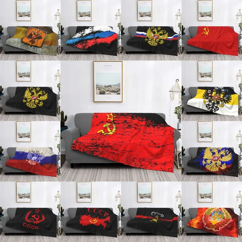 

Soviet Union USSR Russia Flag Blankets Warm Flannel CCCP Throw Blanket for Bedding Travel Sofa