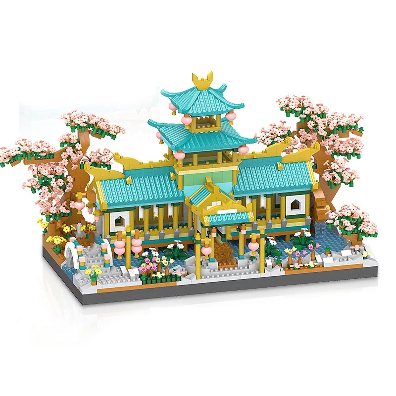 3D ретро-строительные блоки в китайском стиле для детей архитектурная садовая
