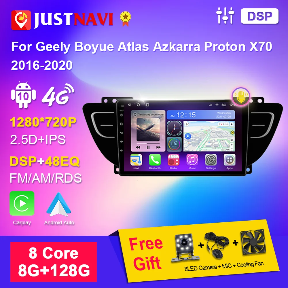 

JUSTNAVI для Geely Boyue Atlas Azkarra Proton X70 2016-2020 автомобильное радио мультимедийный видеоплеер Навигация стерео GPS Android авто