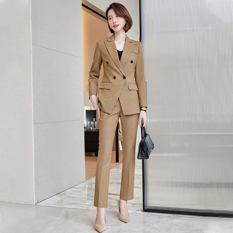 

New 2022 Formal Ladies Blazer Women Business Suits Piece Pant and Jacket Sets Work Pantsuit Office Uniform Style