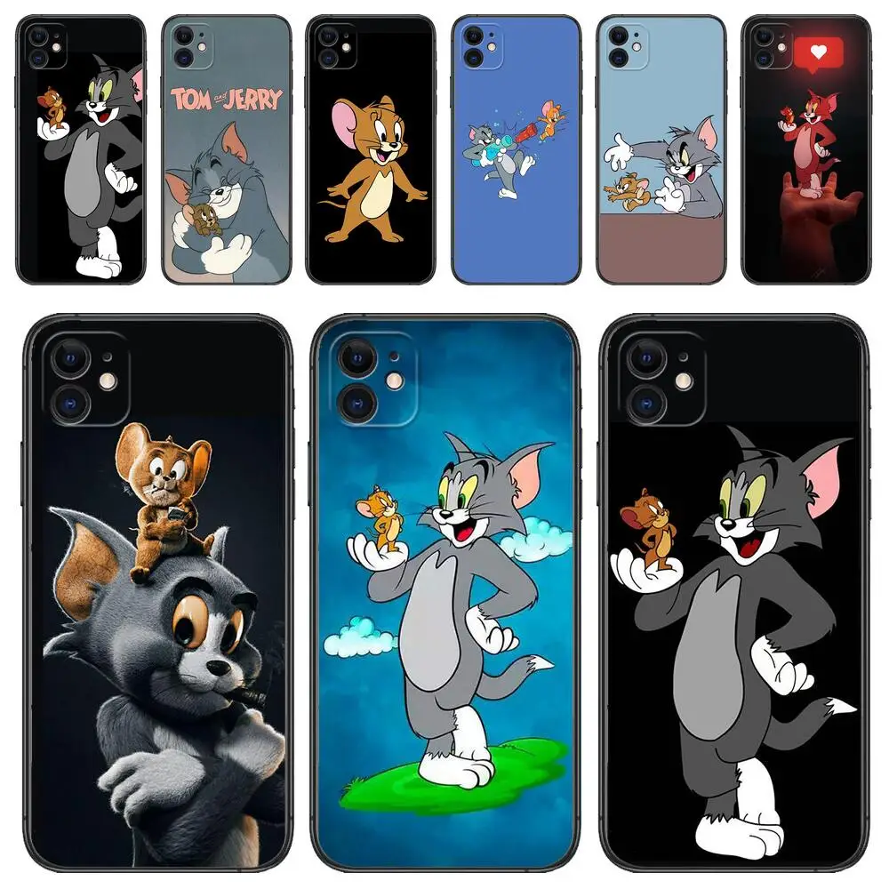 

Cartoon Cat Tom And Jerry Black mobile phone case For IPhone 13 12 11 Pro Max Mini SE XR X XS Max 8Plus 7plus 6 6S TPU Shell ph