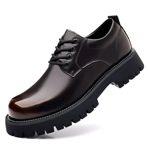 Классические трендовые весенние мужские кожаные туфли на платформе оксфорды мужские туфли дерби повседневные мужские рабочие туфли на толстой подошве со шнуровкой