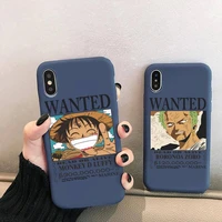 one piece luffy zoro nami phone case for iphone 13 12 mini 11 pro xs max x xr 7 8 6 plus candy color blue soft silicone cover