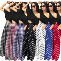 ladies casual pants spring and autumn womens fashion personality houndstooth print flared trousers wide leg pants women